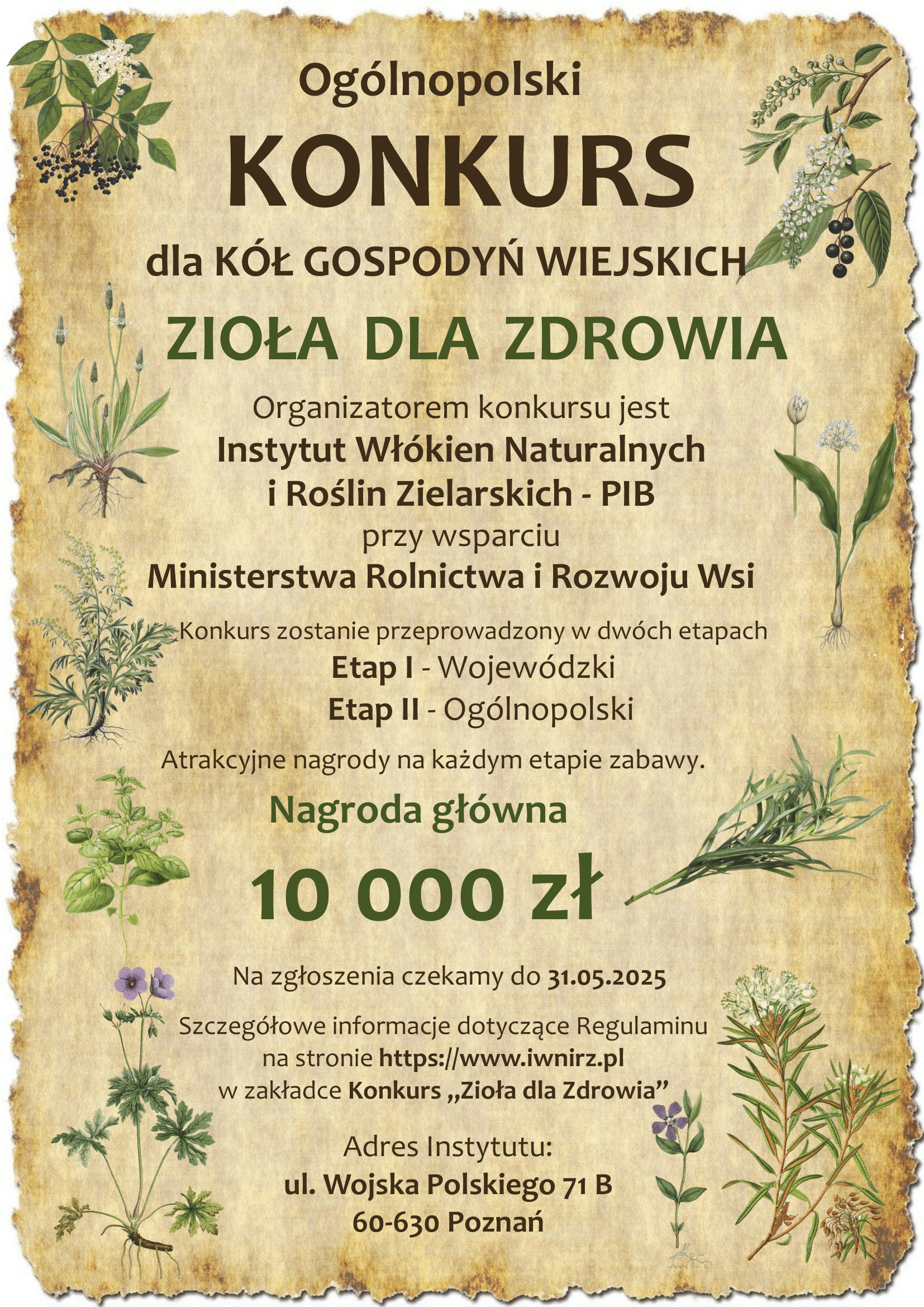 Konkurs „Zioła dla Zdrowia” pod patronatem Ministra Rolnictwa i Rozwoju Wsi