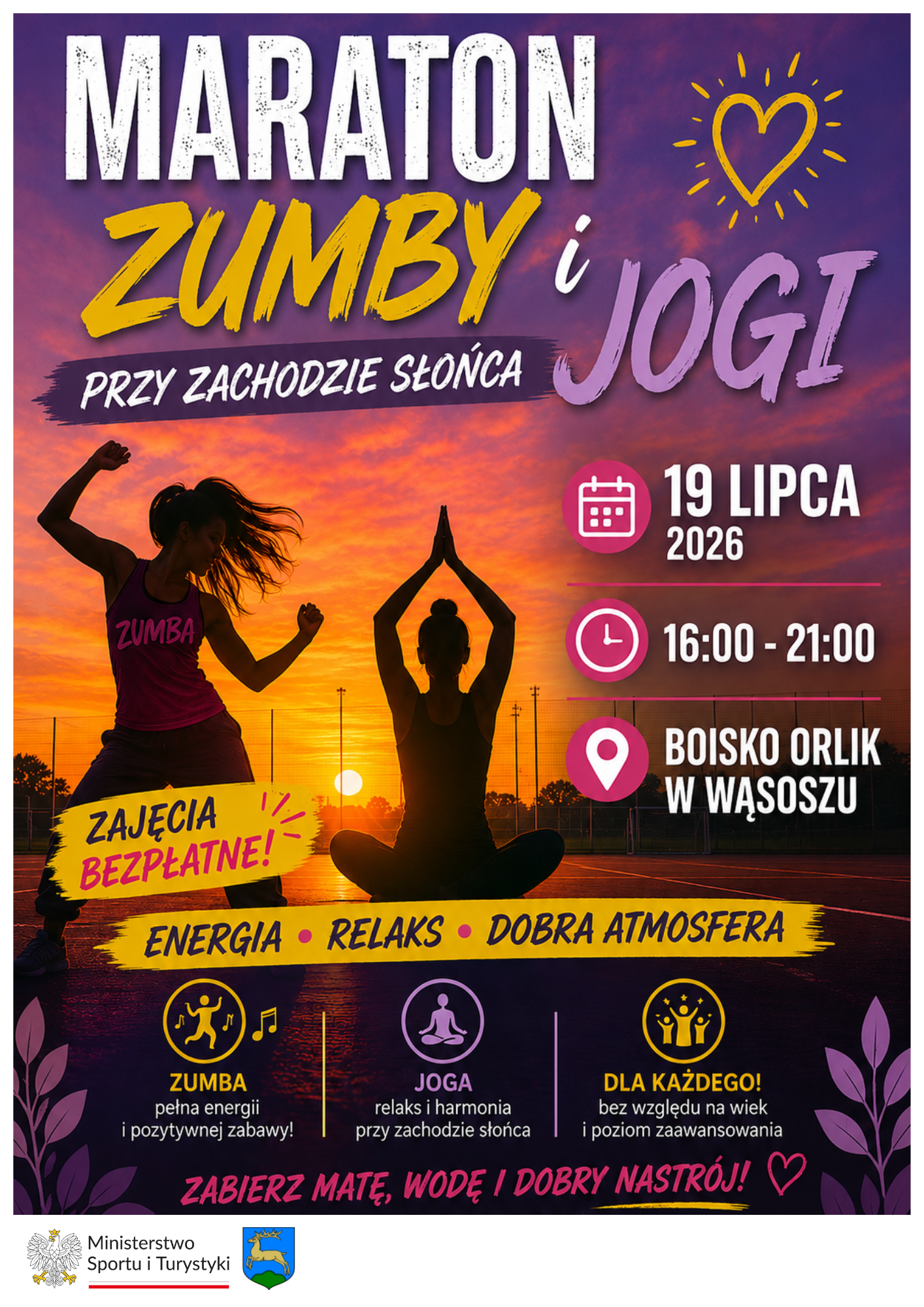 Maraton Zumby i Jogi przy zachodzie słońca – w ramach programu „Aktywny Orlik 2026”